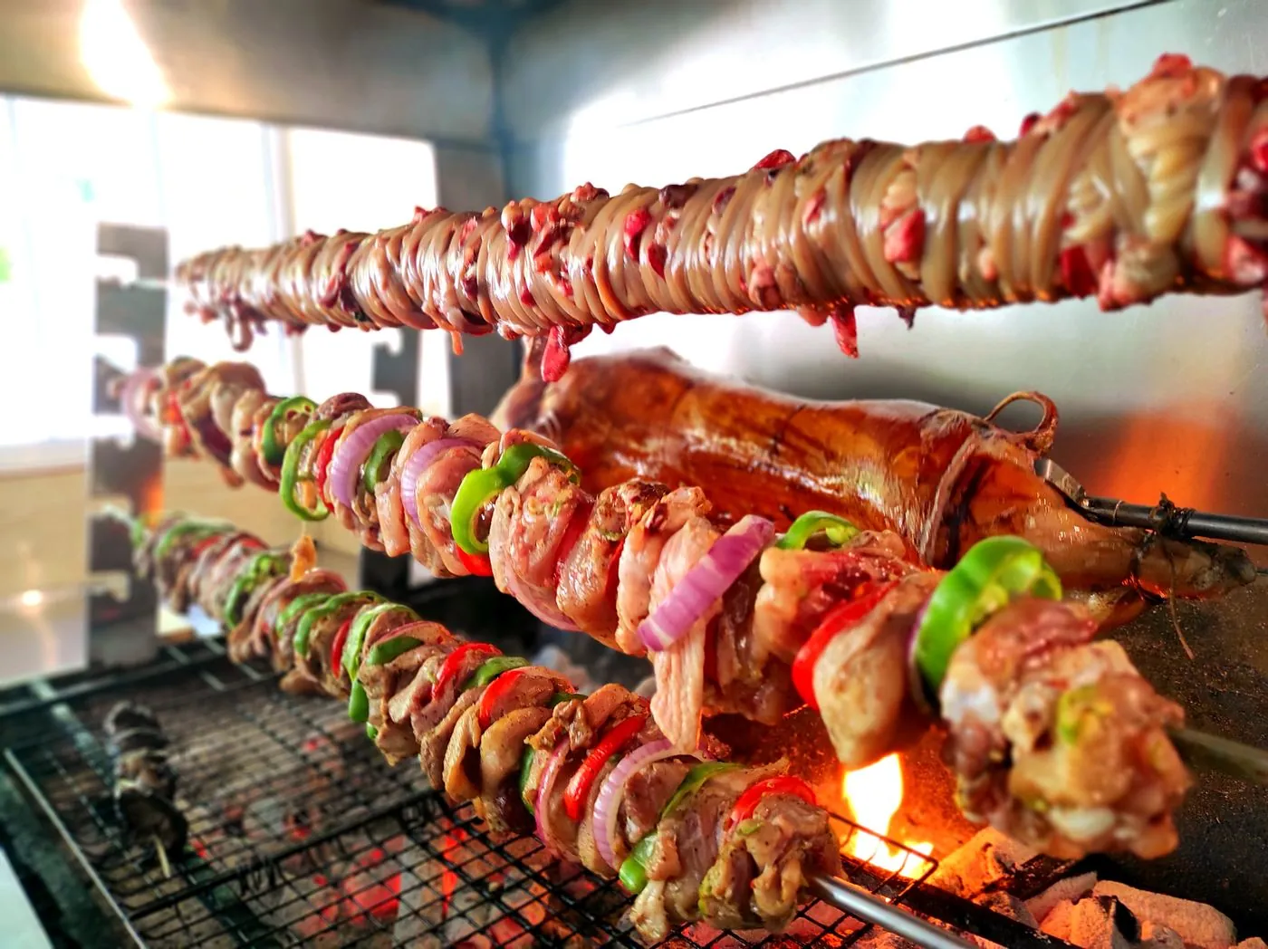 Meat on charcoal